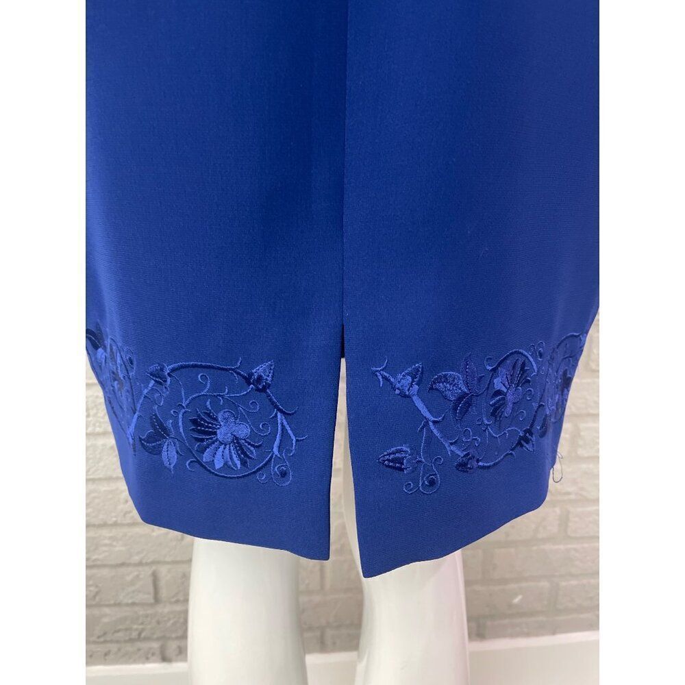 Donna Morgan Women Petite Blue Embroidered Hem Dress Size 10P - Picture 8 of 10